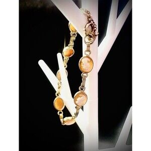 Antique Vintage Victorian Genuine Cameo Goldfilled Dainty Bracelet W/ Extender